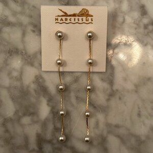 Gold and Pearl Drop Earrings